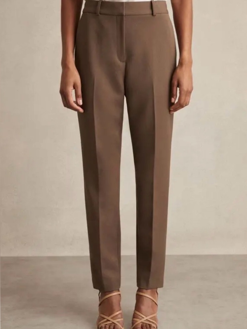 Reiss Tailored Brown Straight-Leg Pants size 6 Uk 10